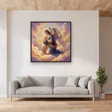 Praying Angel in Clouds of Light – displayed in a living room
