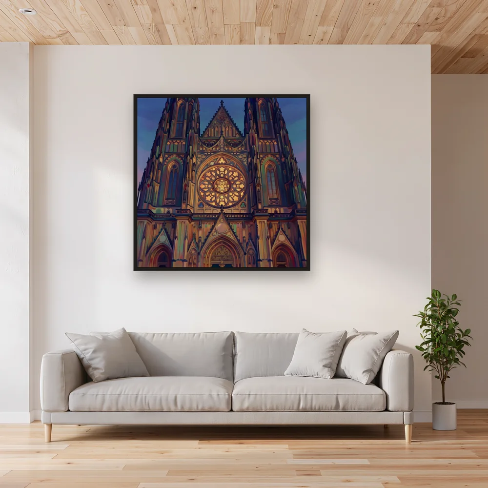 Gothic Cathedral Rose Window Glow – Living room