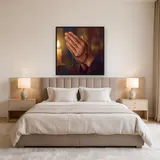 Praying Hands with Rosary in Candlelight – Bedroom