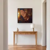 Praying Hands with Rosary in Candlelight – Hallway