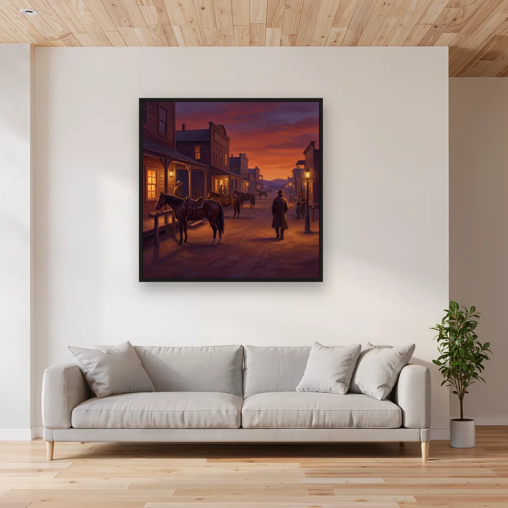 Western Saloon Street at Dusk – Living room