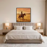 Cowgirl Riding Across Golden Prairie – Bedroom