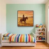 Cowgirl Riding Across Golden Prairie – Kids room
