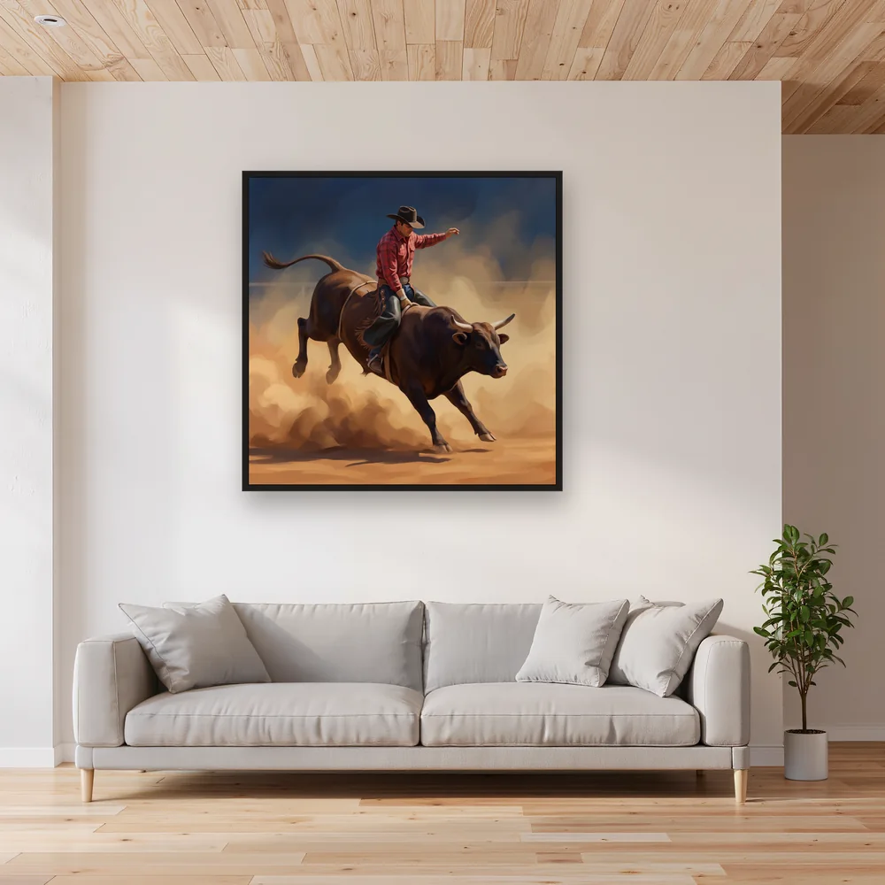 Rodeo Bull Rider in Dust – Living room