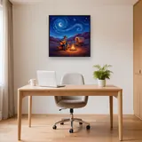 Campfire Cowboy with Guitar Under Stars – Office