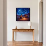 Campfire Cowboy with Guitar Under Stars – Hallway