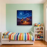 Campfire Cowboy with Guitar Under Stars – Kids room