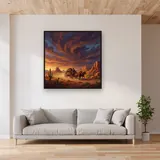 Stagecoach Under a Stormy Desert Sky – displayed in a living room