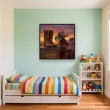 Cowboy Boots Hat and Saddle at Sunrise – Kids room