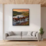 Cattle Drive Across the River – displayed in a living room