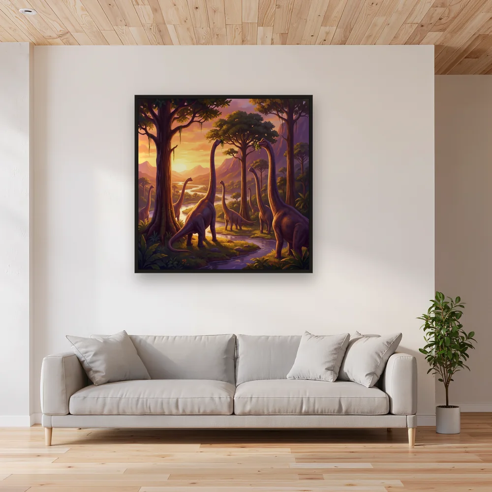 Brachiosaurier-Herde bei Sonnenaufgang – Wohnzimmer