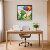 Friendly Green Dinosaur with Balloons – Office