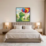 Friendly Green Dinosaur with Balloons – Bedroom