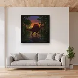 Spinosaurus Wading at Dusk – displayed in a living room