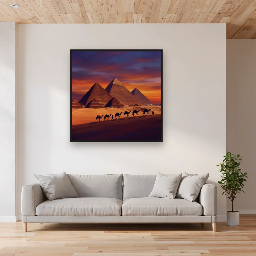 Giza Pyramids Sunset Camel Caravan – Living room