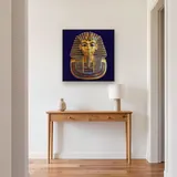 Golden Pharaoh Mask on Midnight Blue – Hallway