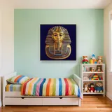 Golden Pharaoh Mask on Midnight Blue – Kids room