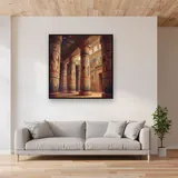Colossal Temple Columns Hieroglyph Mosaic – displayed in a living room