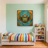 Golden Turquoise Scarab Beetle Ornament – Kids room