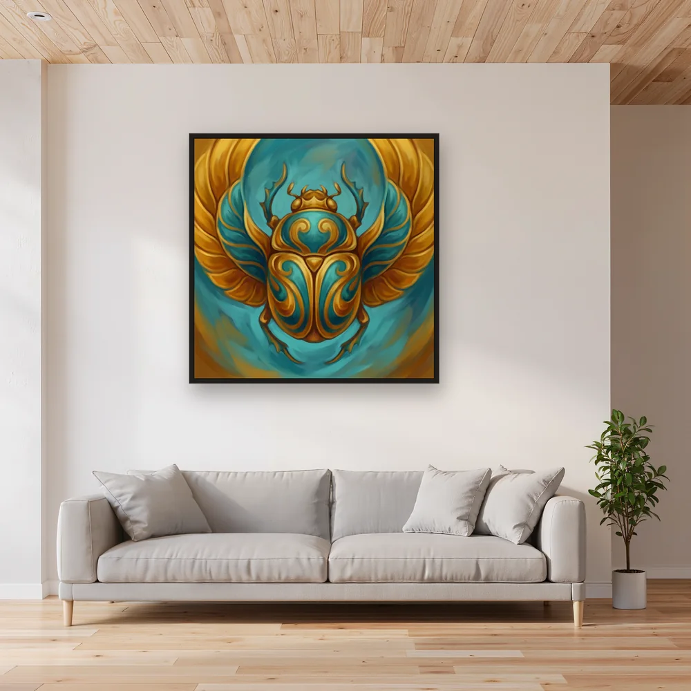 Golden Turquoise Scarab Beetle Ornament – Living room