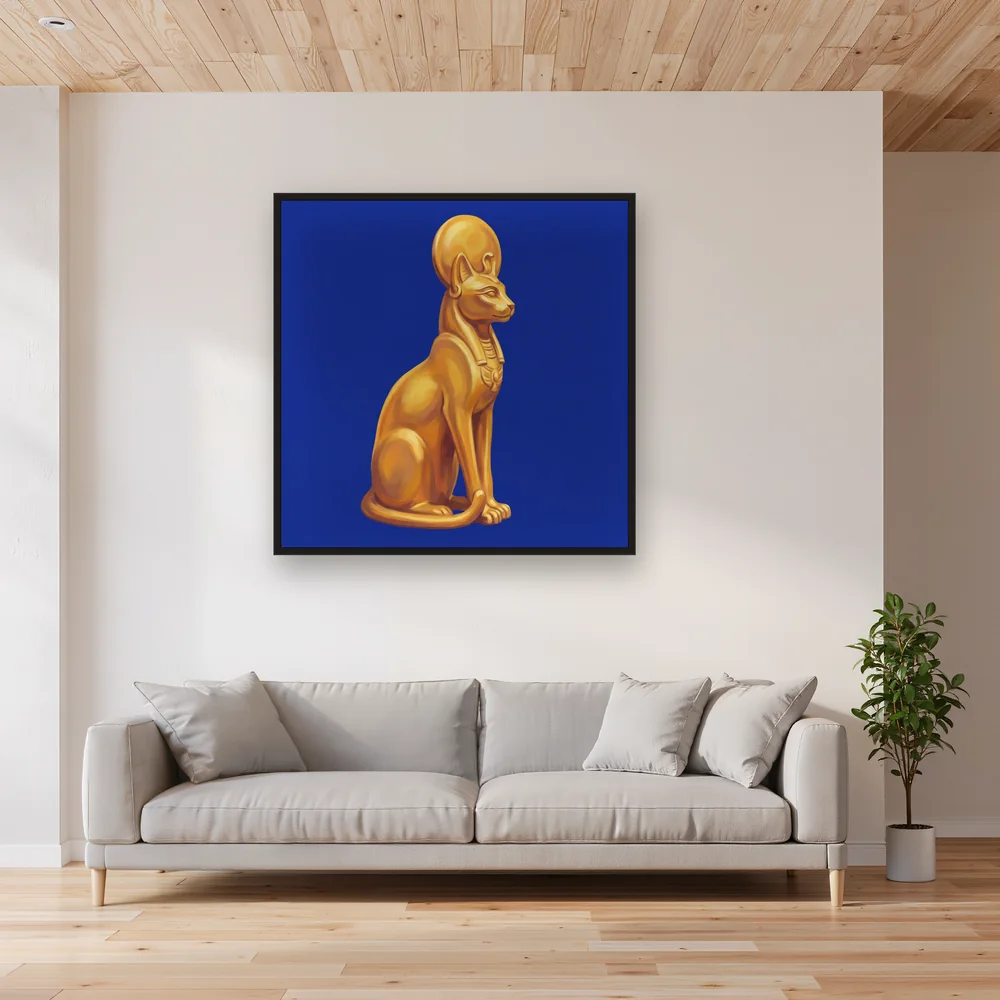 Golden Egyptian Cat Goddess Statue – Living room