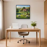 Sheep Grazing Green Hills Farmhouse – Office