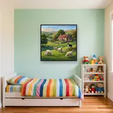 Sheep Grazing Green Hills Farmhouse – Kids room