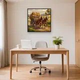 Chevaux de trait et charrette de foin – Bureau