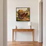 Chevaux de trait et charrette de foin – Entrée