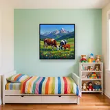 Alpine Meadow Cow Family – Kids room