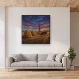 Haystacks, Windmill and Tractor Farm – displayed in a living room