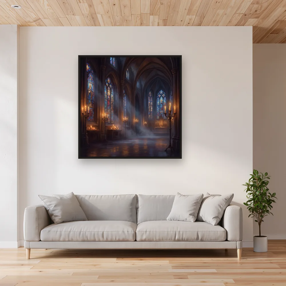 Gothic Cathedral Stained Glass Glow – Living room