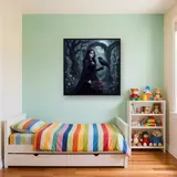 Gothic Girl Raven Roses Moonlit Garden – Kids room