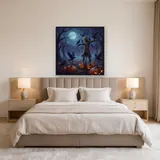 Moonlit Pumpkin Patch with Scarecrow – Bedroom