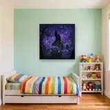 Black Cat on a Gravestone with Fireflies – Kids room