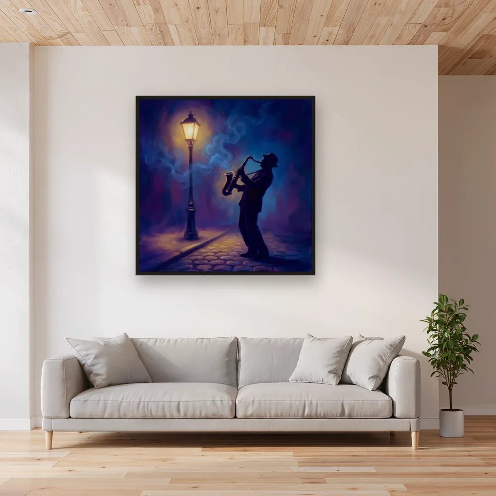 Saxophonist Beneath a Streetlamp – Living room
