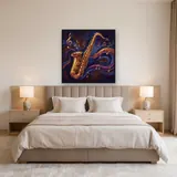 Golden Saxophone with Swirling Notes – Bedroom