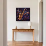 Golden Saxophone with Swirling Notes – Hallway