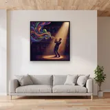 Trumpet Player in Spotlight – displayed in a living room