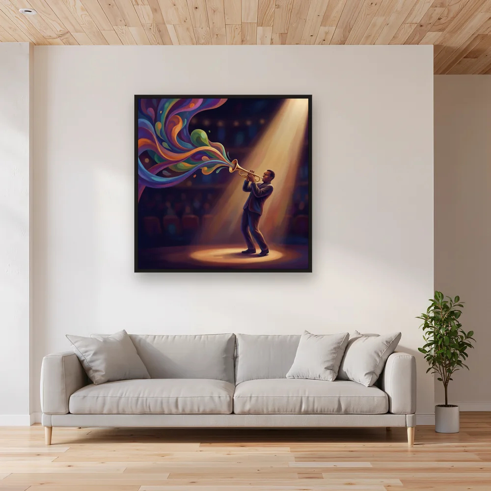 Trumpet Player in Spotlight – Living room