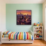 Rooftop Saxophone Sunset Skyline – Kids room