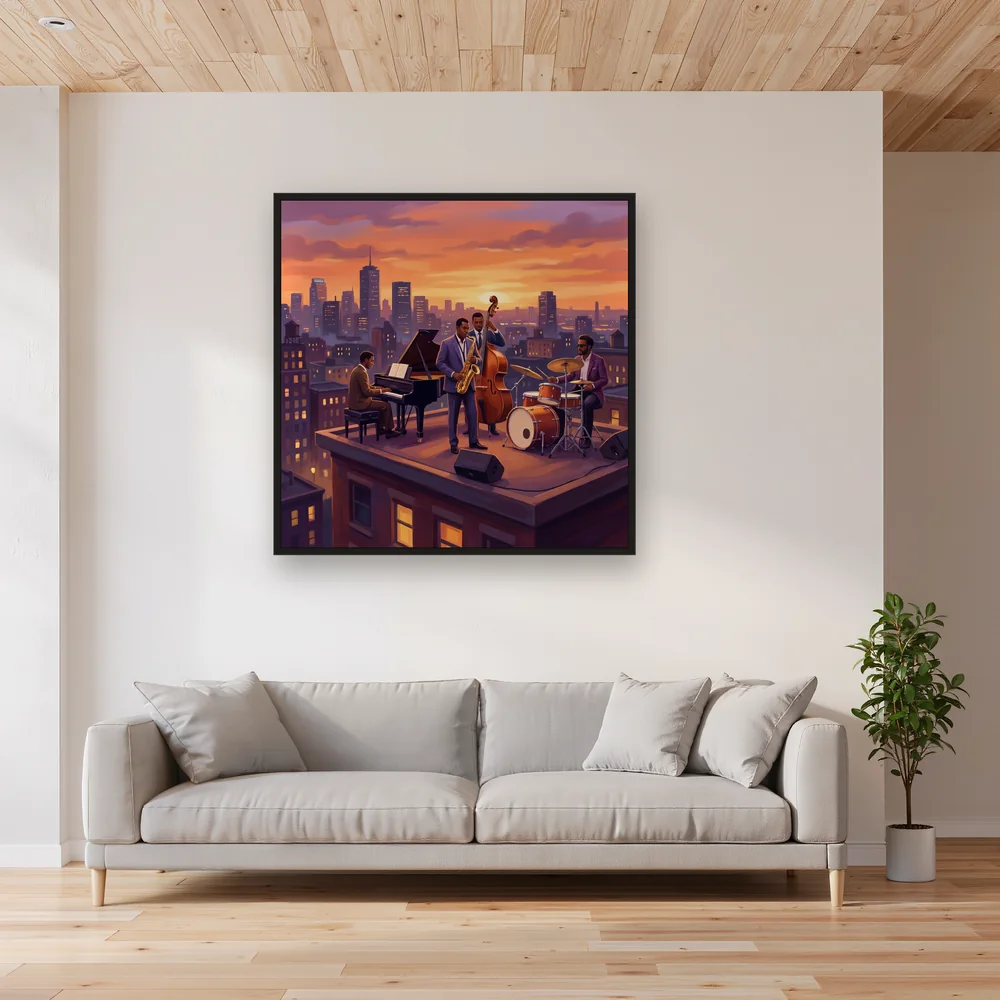Rooftop Saxophone Sunset Skyline – Living room