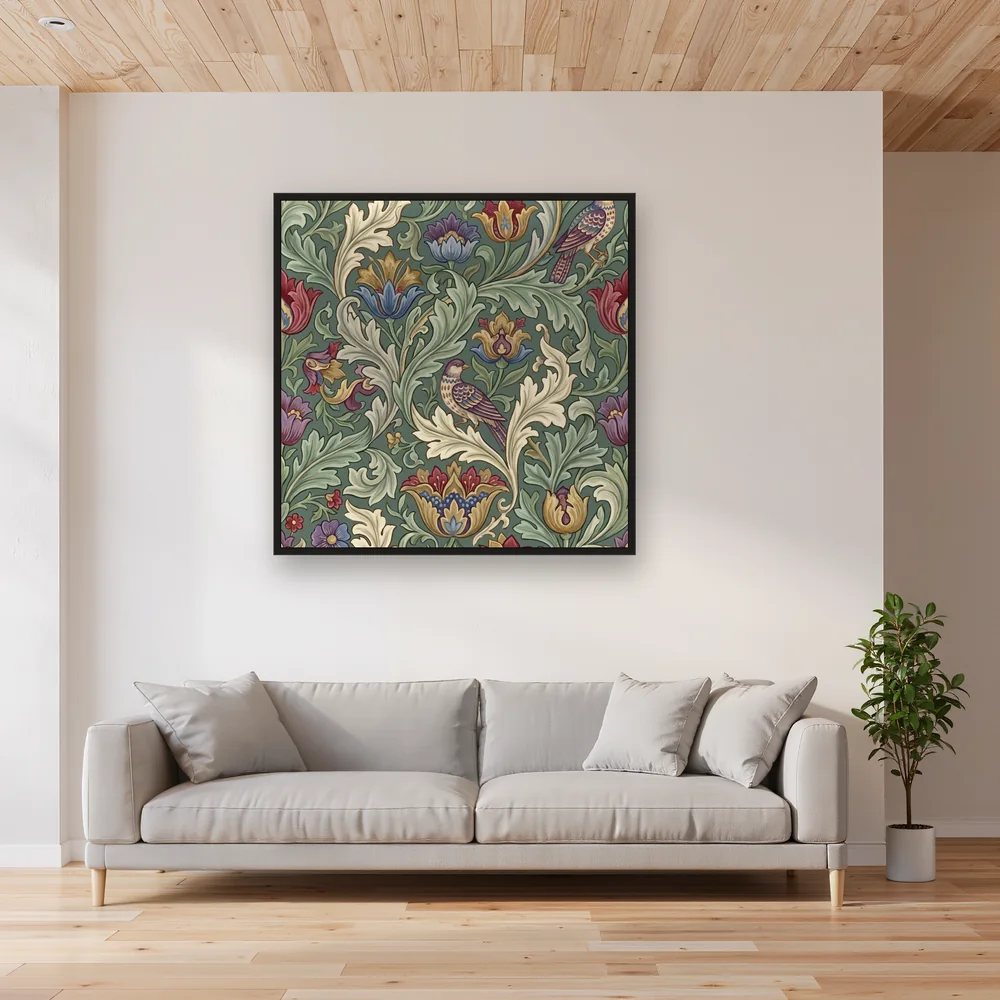 Sage Acanthus Curling Leaf Pattern – Living room