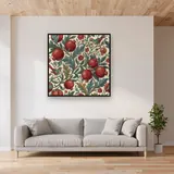 Large Pomegranate and Leaf Pattern – displayed in a living room