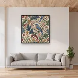 Bluebird Among Blossoms Floral Pattern – displayed in a living room