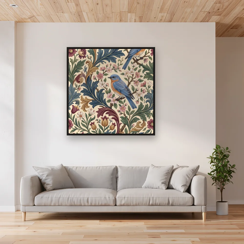 Bluebird Among Blossoms Floral Pattern – Living room