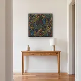 Larkspur Blue and Rust Floral Pattern – Hallway