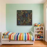 Larkspur Blue and Rust Floral Pattern – Kids room
