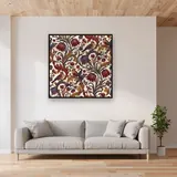 Snakeshead Floral Red Blue Gold – displayed in a living room