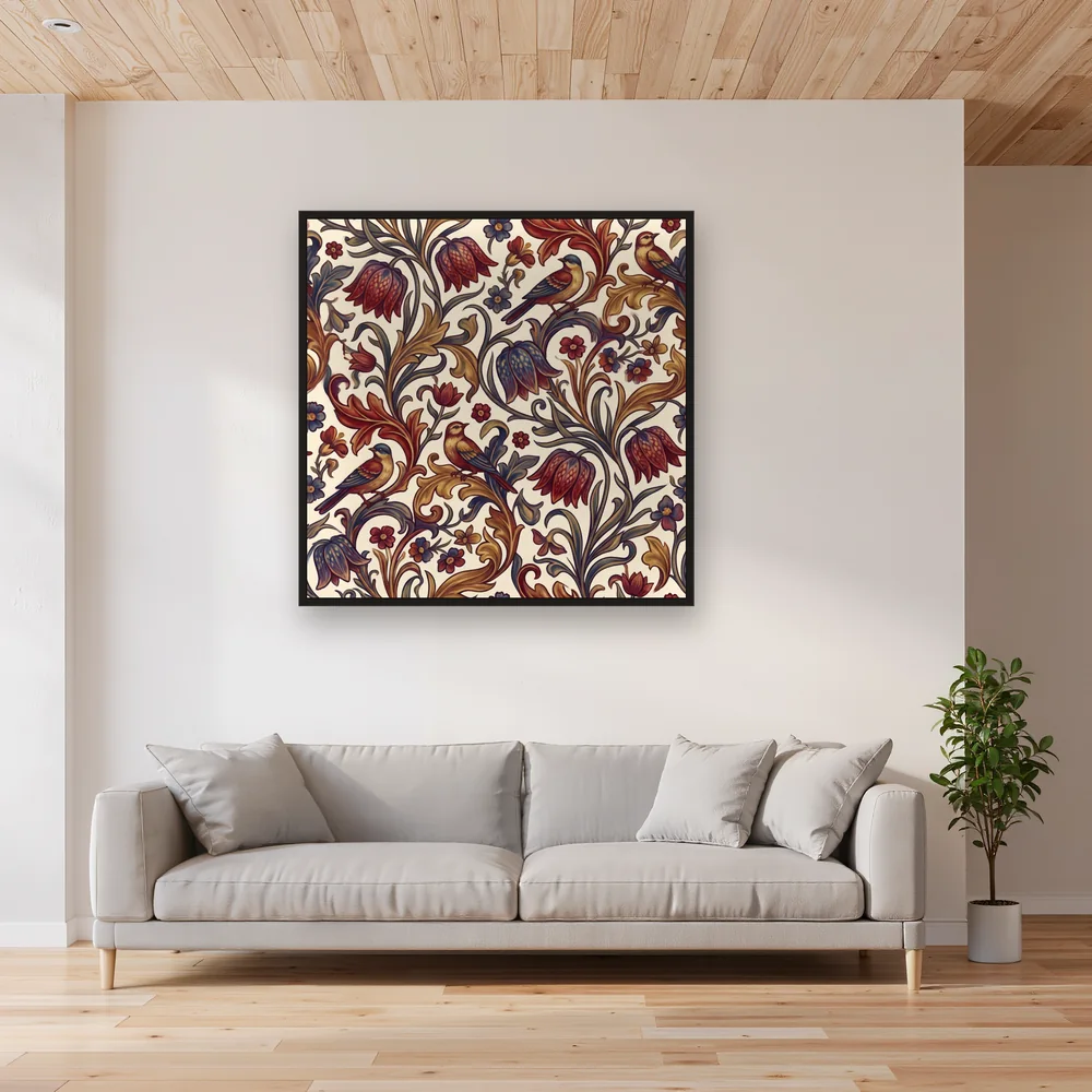 Snakeshead Floral Red Blue Gold – Living room